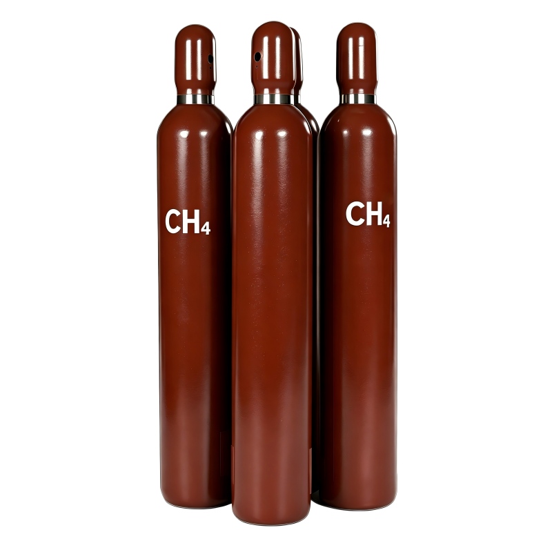Industrial grade CH₄ methane gas cylinders, 40L brown compressed gas cylinders for sale, China methane gas supplier